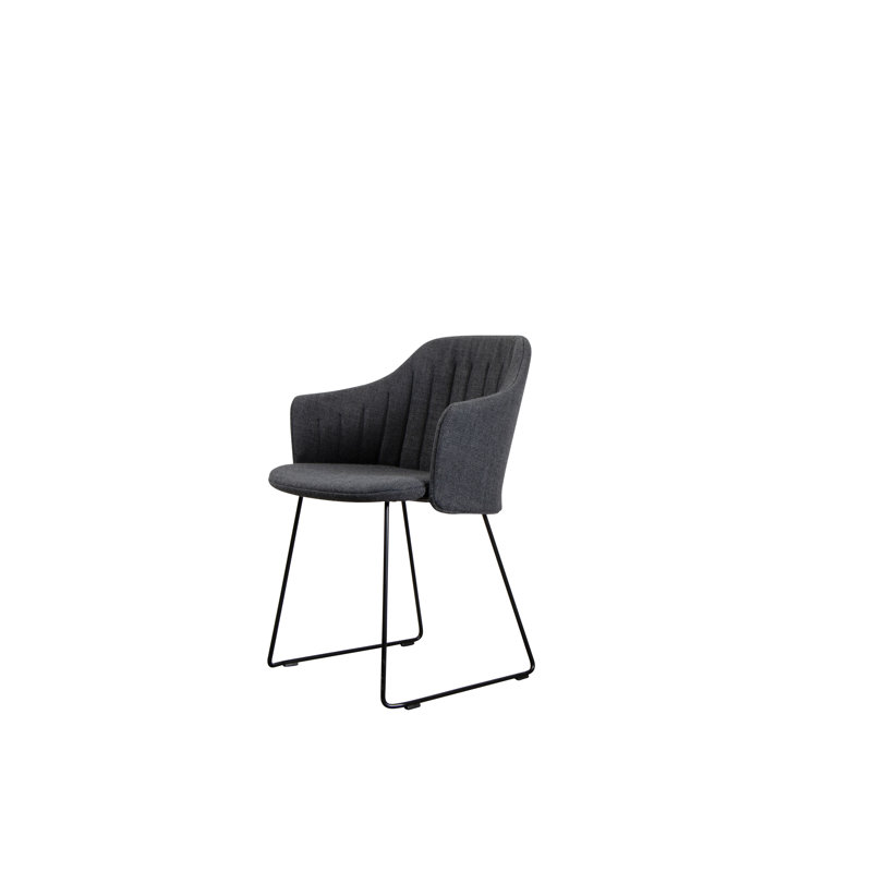 Choice Chair Indoor and Sledge Steel Base with Upholstery Cover Set (Cane-line Ambience Seat-Back Cover), Dark Gray, Black