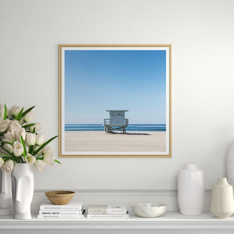 Lifeguard Station Giclee Print, 31" H x 31" W x 1.75" D, Gold