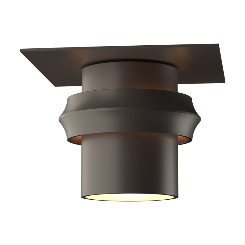 Plafonnier semi-encastré d'extérieur à 1 ampoule Twilight, Fumée noire côtière, H 6,8 po x l 9 po x P 9 po