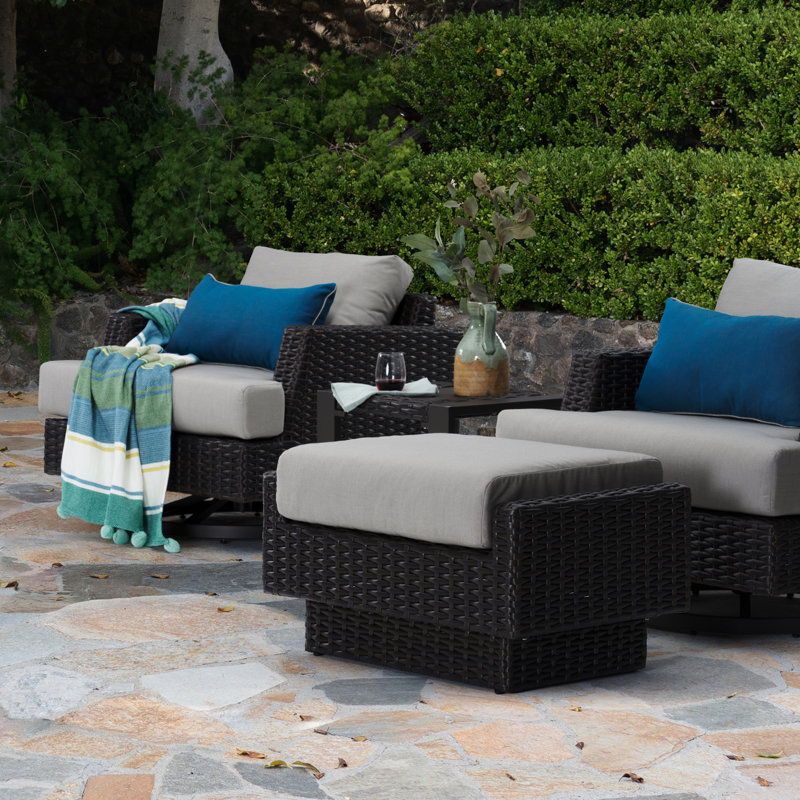 Jorolf Outdoor Ottoman, Honey, Blue
