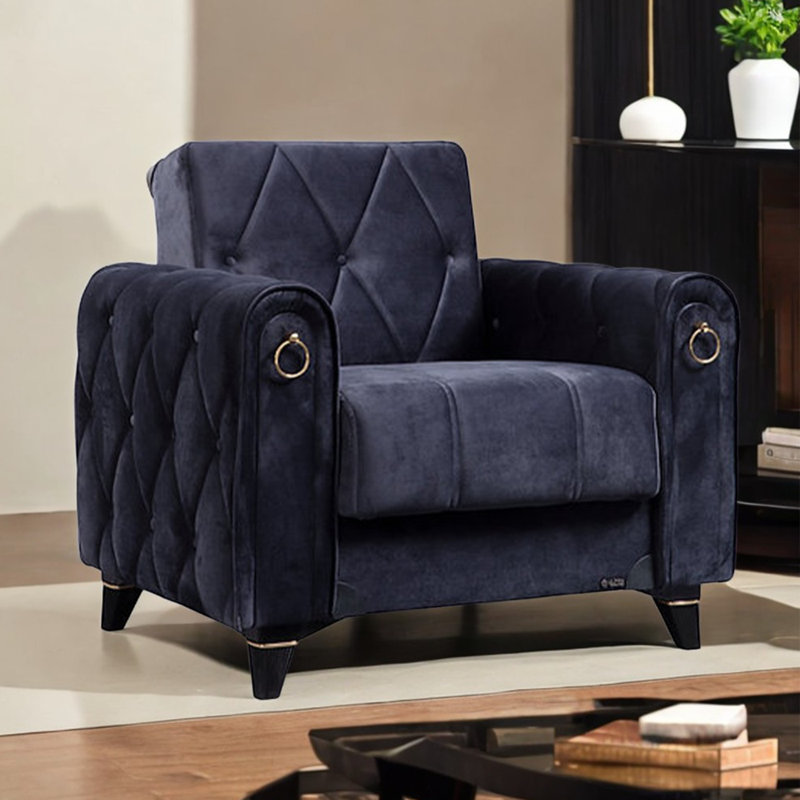 Istanbul Sofa Chair, Dark Gray Velvet