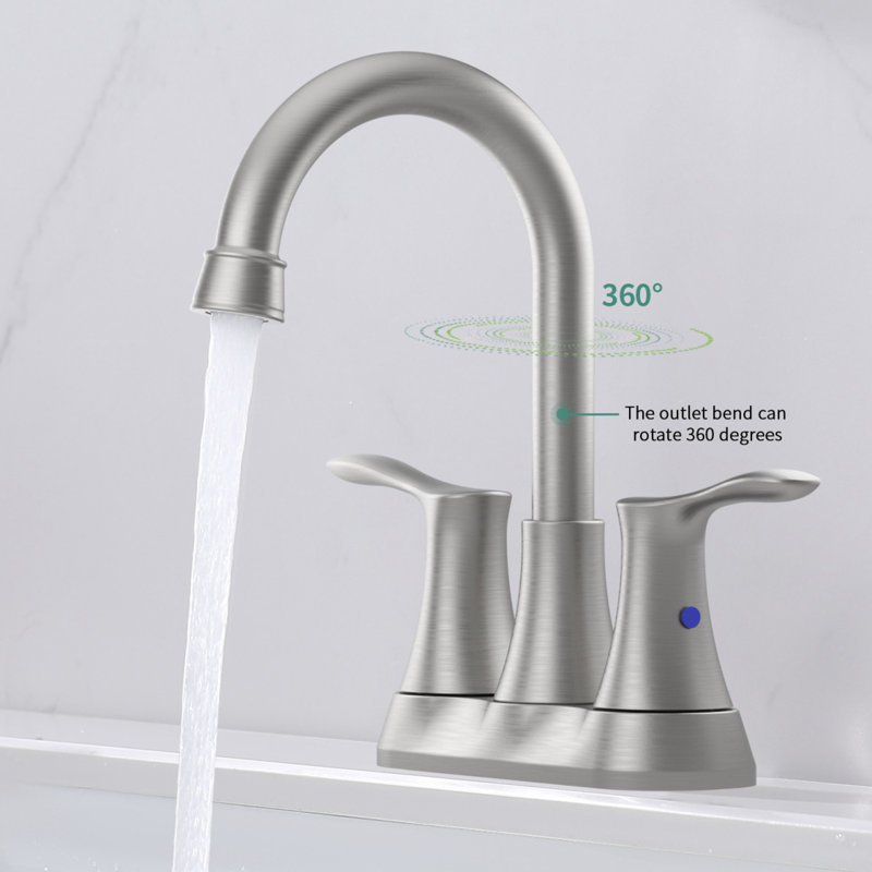 Bathroom Faucet Brushed Nickel, 4" 2-Handle Centerset Basin Faucet With Pop-Up Drain & Supply Lines 11