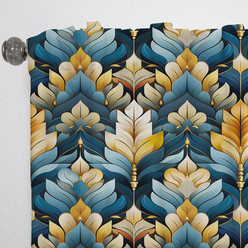 Motif à chevrons or et bleu Splendor - Rideau à chevrons - Rideau obscurcissant - 1 panneaux, L 52 po x L 108 po
