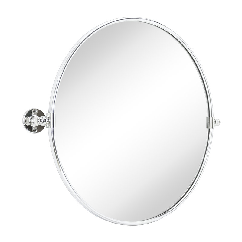 Miroir de salle de bain mural Luecinda, Chrome, 24 po x 24 po