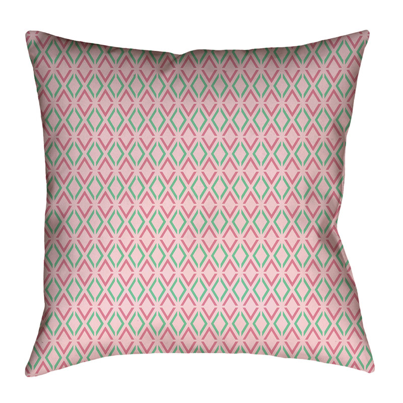 Housse de coussin Katelyn Elizabeth, 14 po x 14 po, Rose / sarcelle, Sergé de coton
