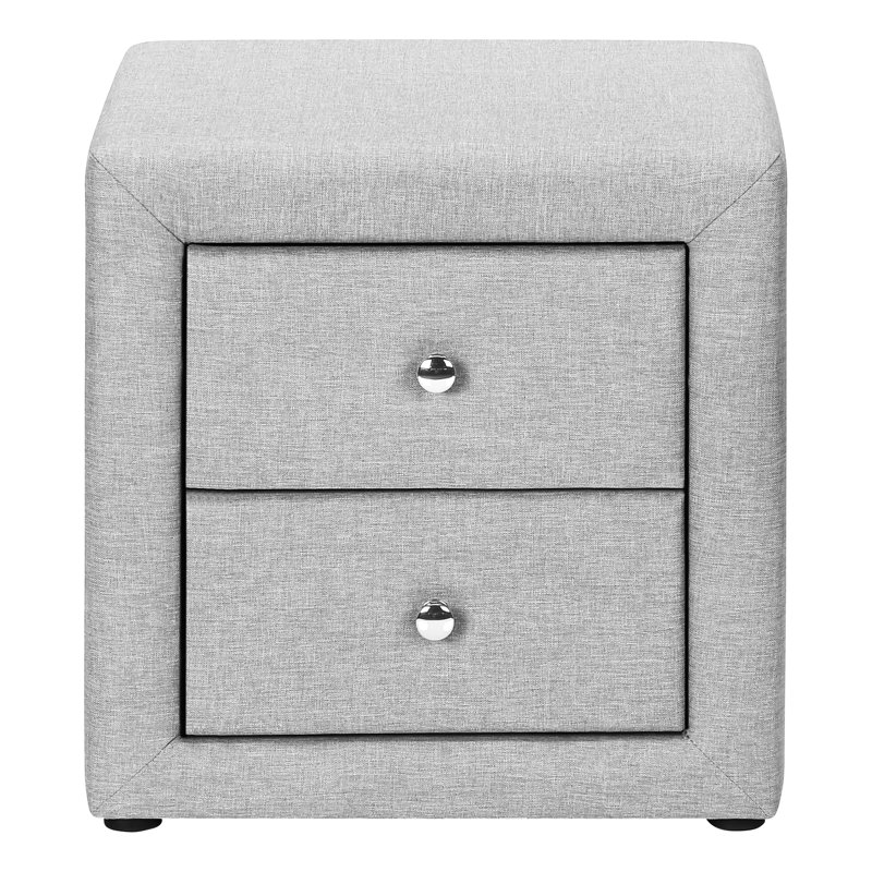 Table de chevet rembourrée pour chambre à coucher - aspect lin gris, tiroir de rangement pour maximiser l'espace