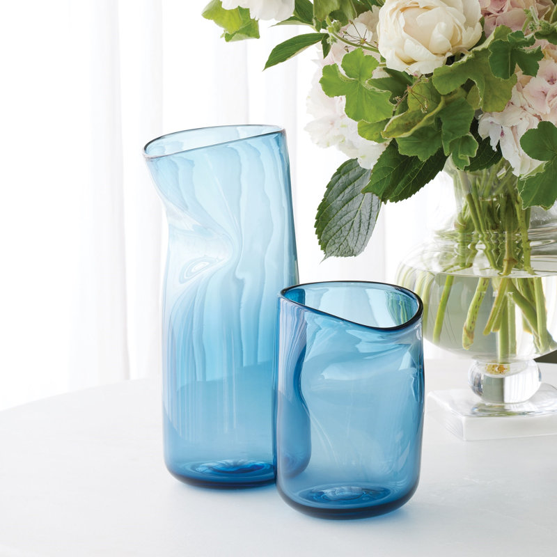 Contour Vase, 15" H x 7.25" W x 6.75" D, Blue