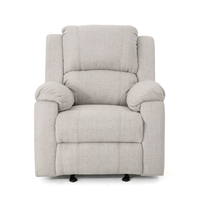 Fauteuil inclinable manuel en tissu de lin beige, dimensions 34,5 po x 39 po x 39 po
