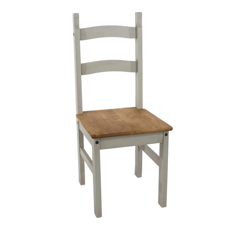 45cm H Solid Wood Ladder Back Parsons Chair, Grey