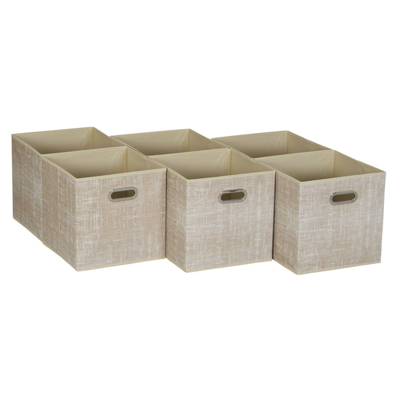 Bacs de rangement ouverts en tissu, Brun clair