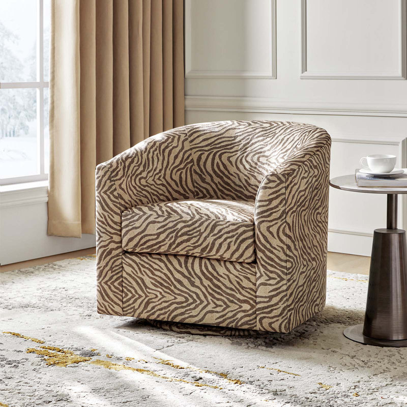 Fauteuil demi-tonneau pivotant Amiir avec ressorts ensachés intégrés, Mélange de lin taupe