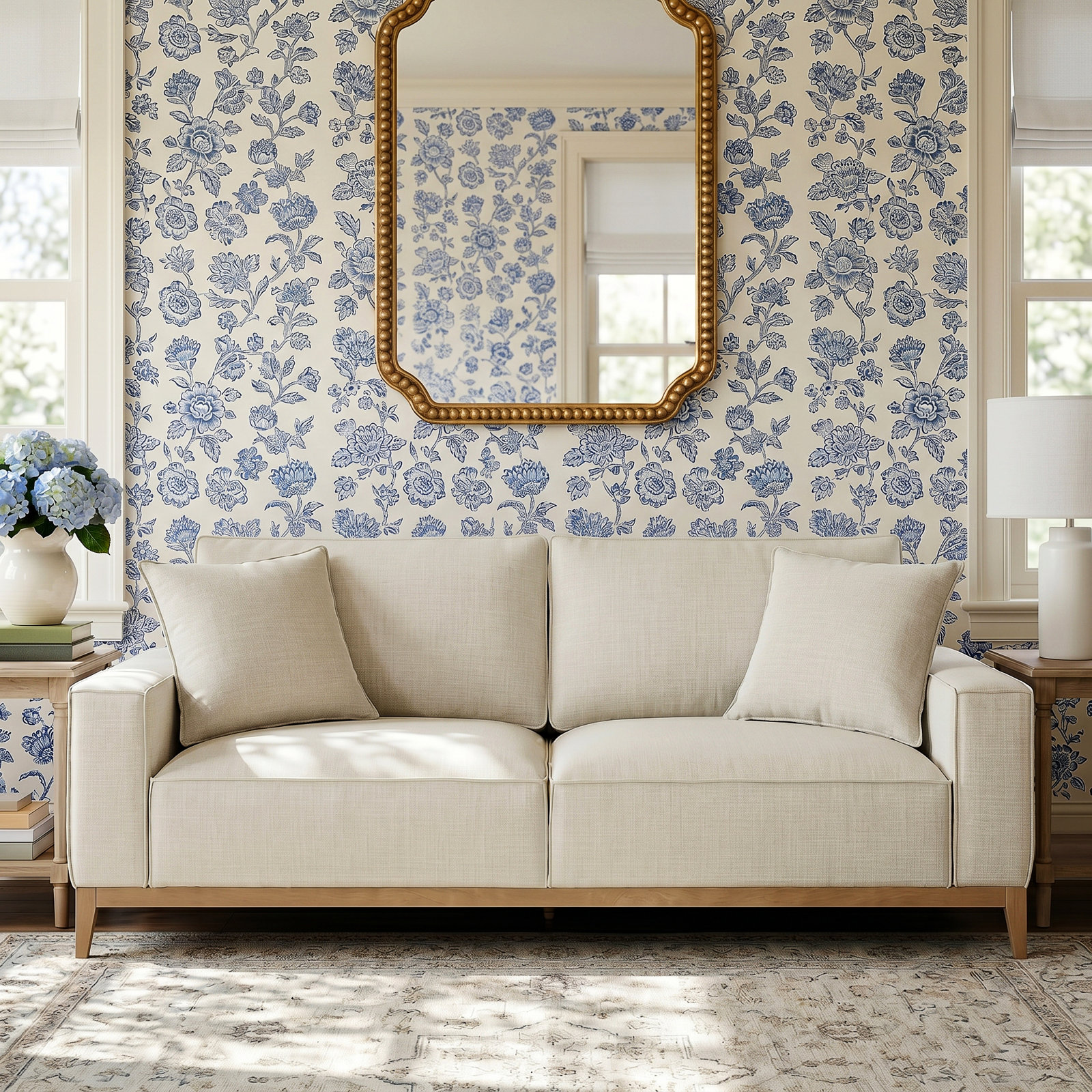 Nicky 92'' Upholstered Sofa, Effie Linen Performance Linen