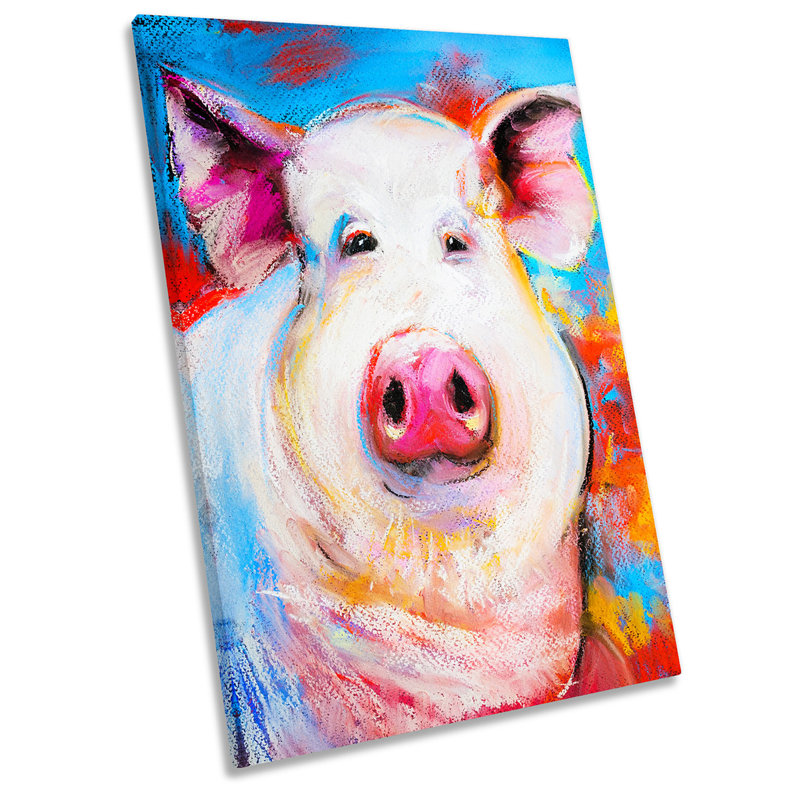 Pink Face Farm Yard - Wrapped Canvas Painting, 61cm H x 40.6cm W x 2cm D