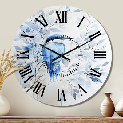 Très grand martin-pêcheur à la rivière - Horloge murale ronde silencieuse en métal