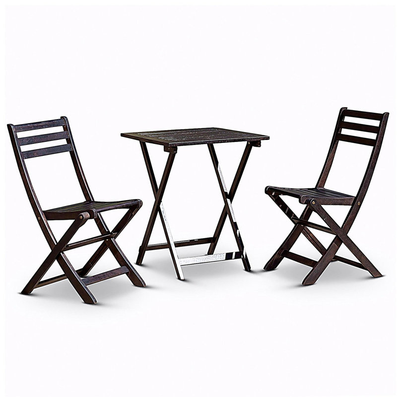 3-Piece Eucalyptus Bistro Set, Square, Espresso