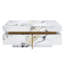 Table basse moderne carrée texturée en marbre avec 4 tiroirs et base suspendue, blanc, 43,3 po