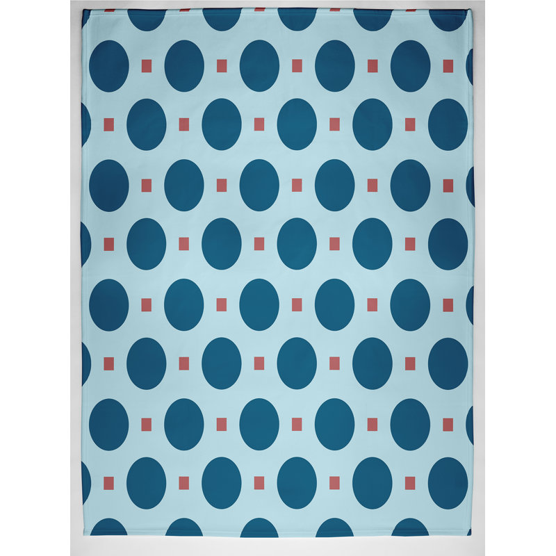 Dot Dash Throw Blanket, 60" L x 50" W, Teal (Teal/Coral)