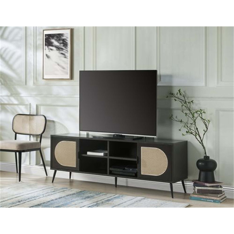 Rosharon Unfinished TV Stand for TVs up to 60", Black Duplicate 