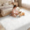 Tapis chauffant sans fil 5 x 7, tapis chauffant électrique avec 6 réglages de chaleur et minuterie 2 à 10 H, tapis chauffant moelleux pour les pieds, salon, salle de jeux, crème
