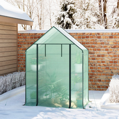 Garden Greenhouse Walk In Plastic Tomato Greenhouse Vegetable Fruit Flower Plant Shed with Reinforced PE Cover 195cm