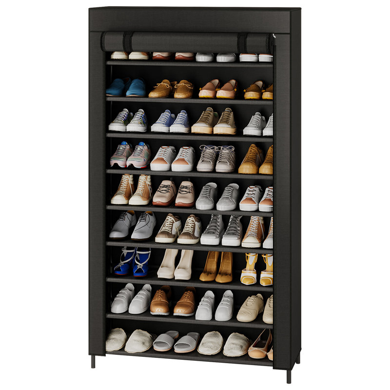 32 Pair Stackable Shoe Rack, Black