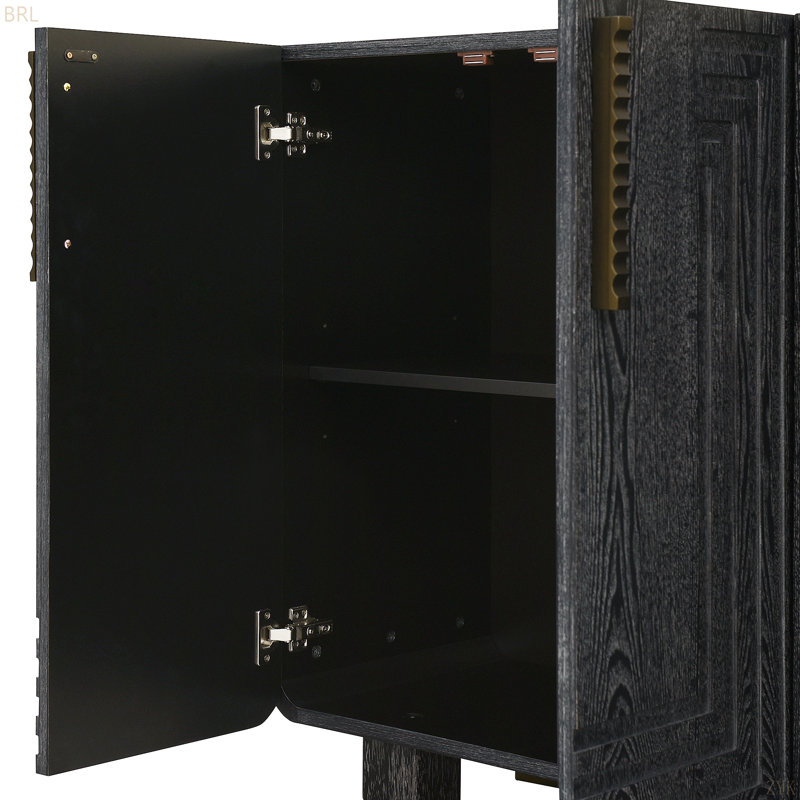  Buffet 4 portes avec tablettes réglables, Noir