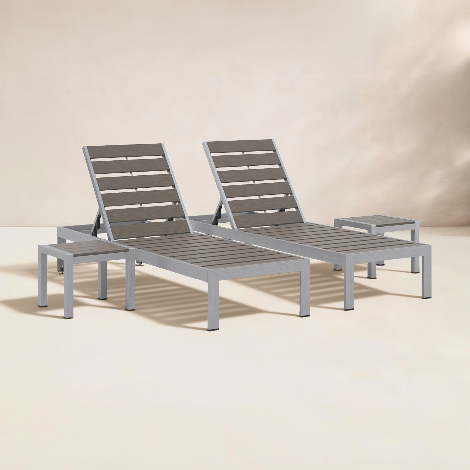 Aynura 26" Patio Chaise Lounge Set, Gray