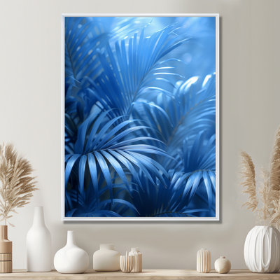 «Blue Palms Ethereal Beauty - Palmiers et palmiers», art mural du salon