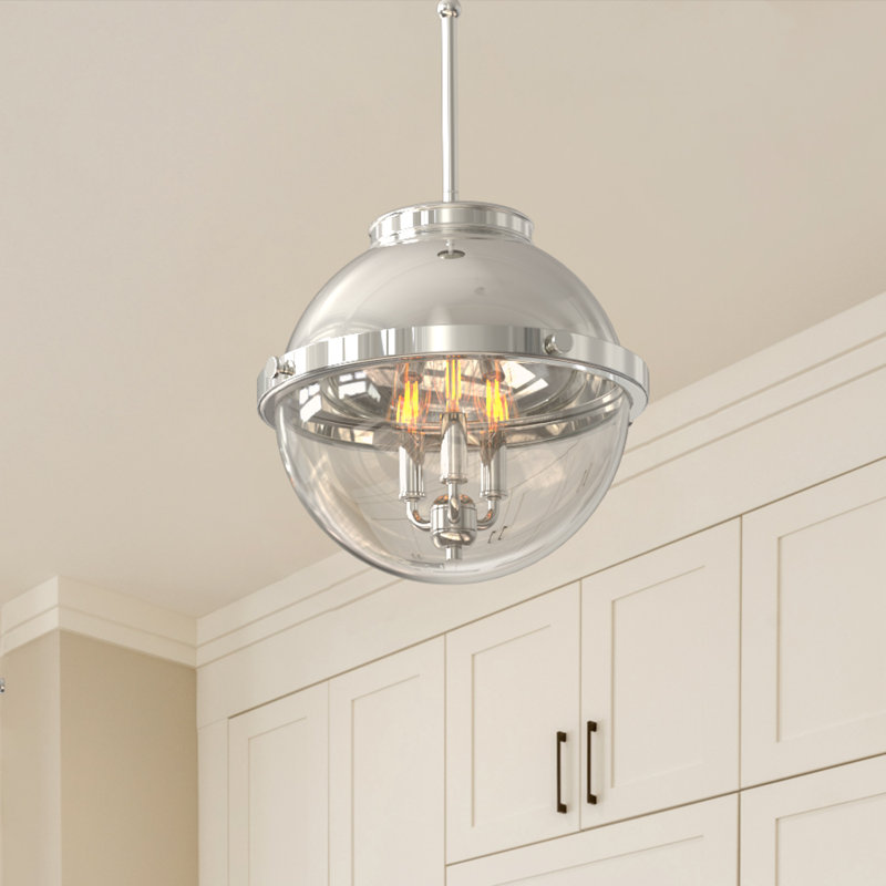 Luminaire suspendu 3 lumières Chambery, Nickel poli