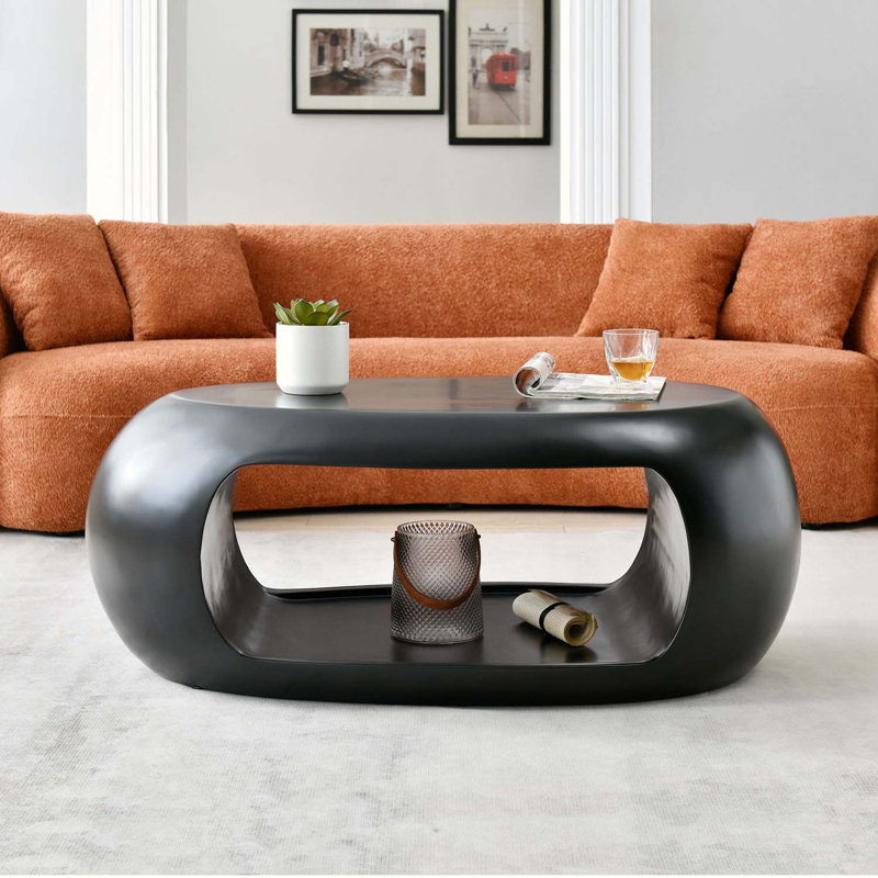 Carlheinz Glass Single Coffee Table, 17.32" H x 39.37" L x 17.32" W, Black