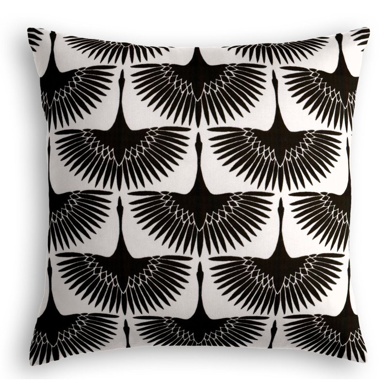 Wing It Square Pillow Cover & Insert, 16" x 16", Black