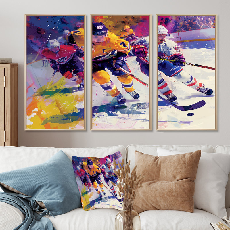 Joueurs de hockey pendant les séries éliminatoires II - Ensemble de décorations murales de hockey sport