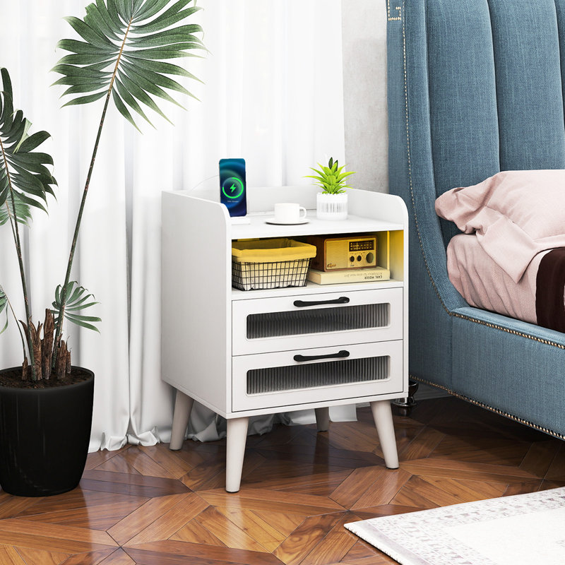 45cm W Manufactured Wood Bedside Table