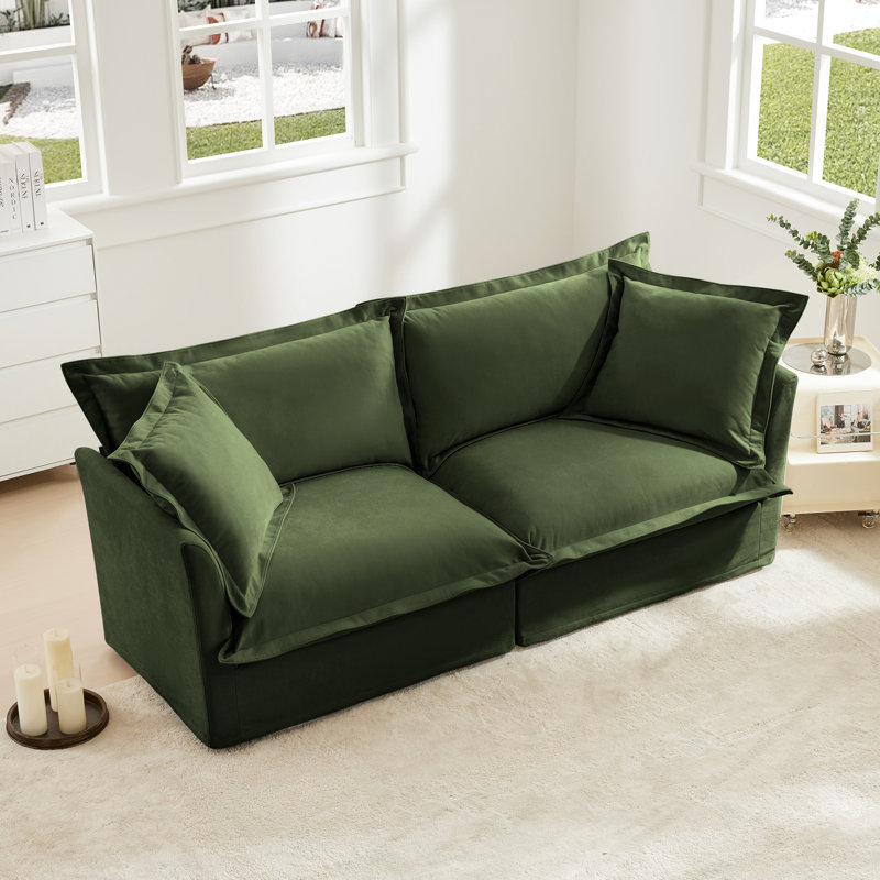 Chenille 2-seat Sofa – Deep Seats, Detachable Cover & Plush Cushion For Small Space/apartment, Blue
