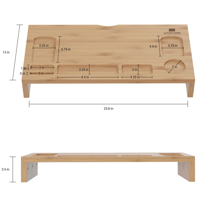 Ensemble de 2 supports pour moniteur en bambou