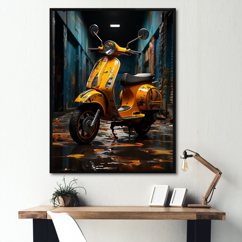 Scooter Escape I sur impression sur toile, Cadre flottant noir, H 32 po x l 16 po x P 1 po