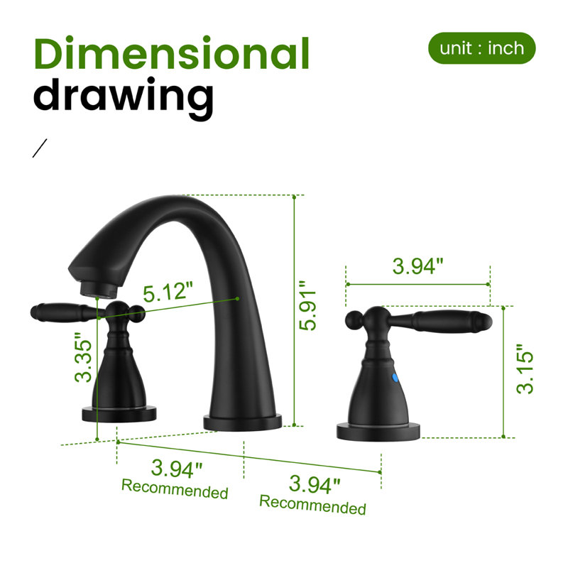 Widespread 2-handle Bathroom Faucet, Black