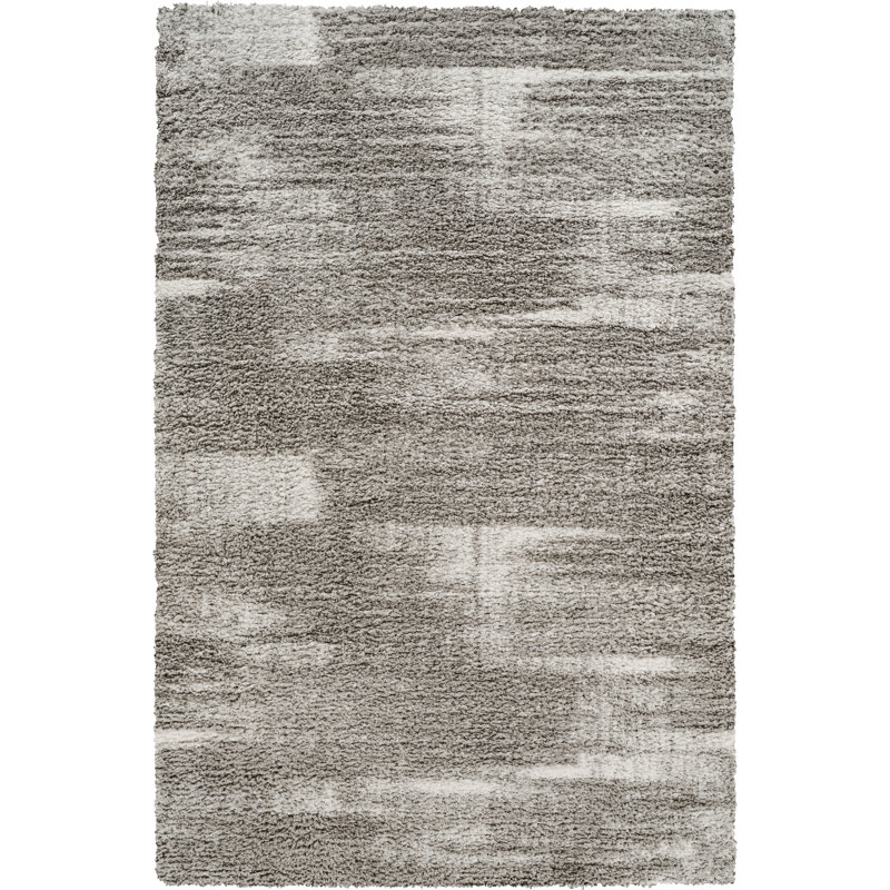Haven Gray & Ivory Abstract Shag Modern Rug, Gray/Ivory, 7'8" x 10'2"