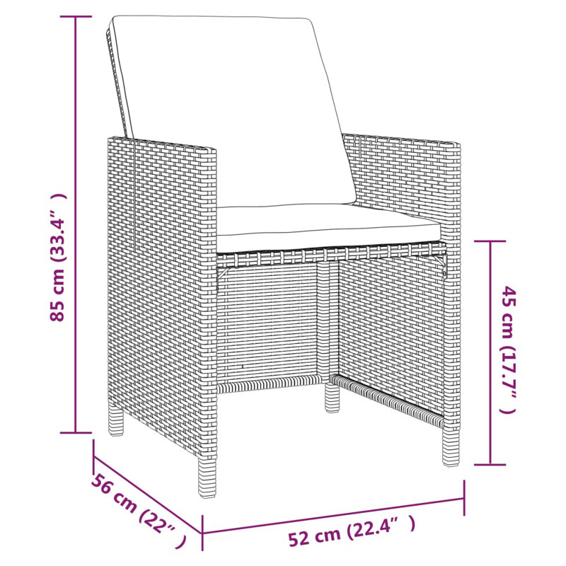 Krunal 4 - Person Patio Dining Set with Rectangular Table, Grey/Dark Grey, 109 cm table length