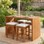 Ensemble de bar d'extérieur 5 pièces, ensemble de table à hauteur de bar en bois d'acacia avec coussins, ensemble de bar à manger en bois pour la cour, le bord de la piscine et le balcon
