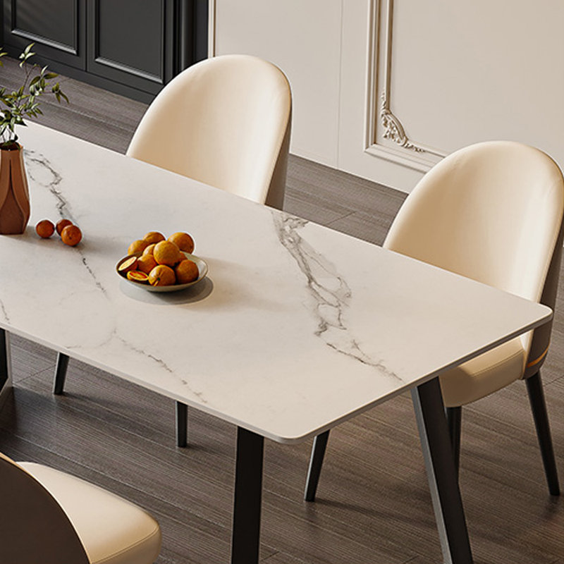 Modern Simple Rock Slab Rectangular Dining Table, 29.52"H x 55.11"L x 31.49"W