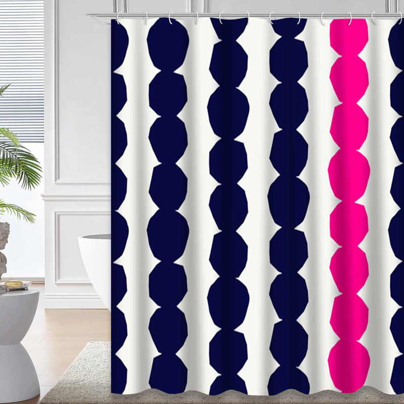 Rideau de douche sans soudure à motif géométrique abstrait avec 12 crochets, L 72 po x l 84 po