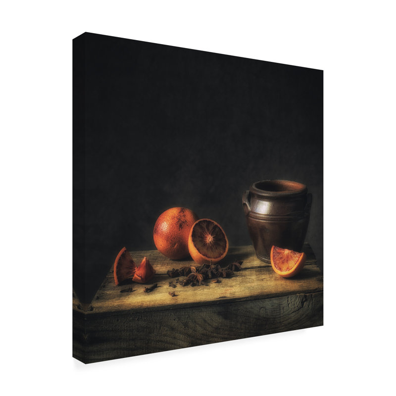 Art sur toile, orange de sang, H 14 po x l 14 po