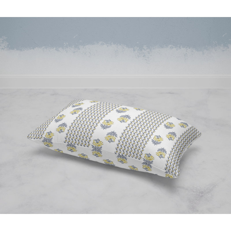Anemone Artistry  Rectangular Throw Pillow, White/Gray