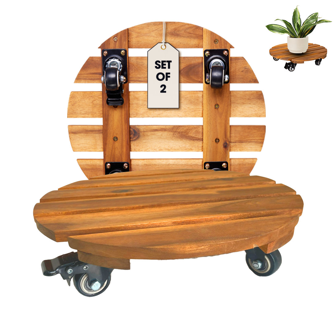 Panorea Wood Caddy Plant Stand (Set of 2) Arlmont & Co. 