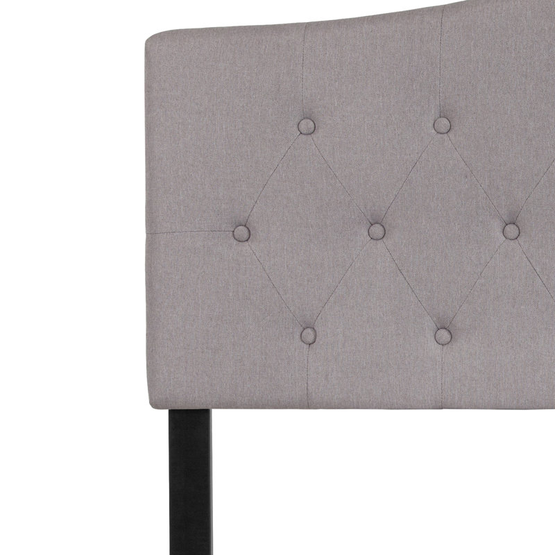 Ciriaca Arched Button Tufted Upholstered Headboard, Full, Light Gray