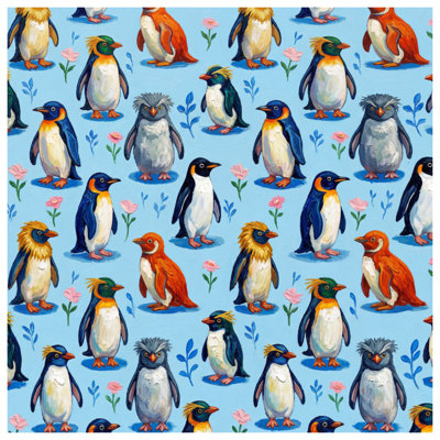 Colourful Penguin Illustration Comforter