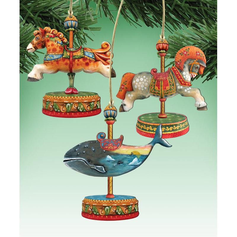 Ensemble d’ornement figurine suspendu en bois 3 pièces