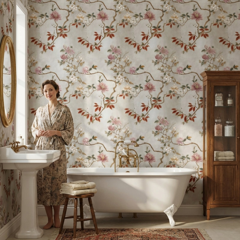 Papier peint floral classique