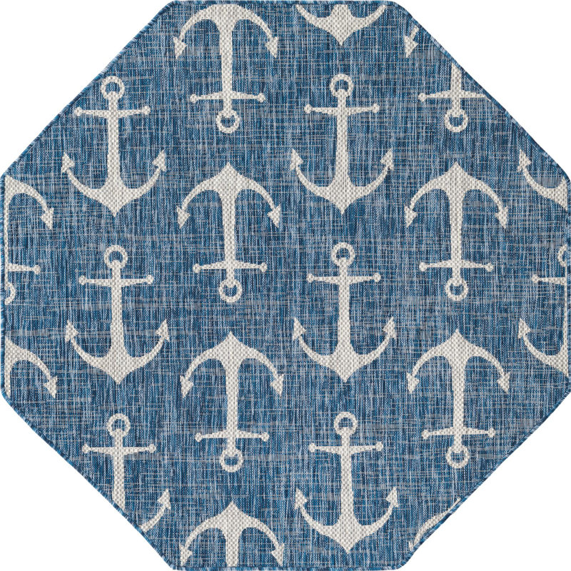 Glidden Geometric Polypropylene Plastic Rug, Octagon 7'10" x 7'10"